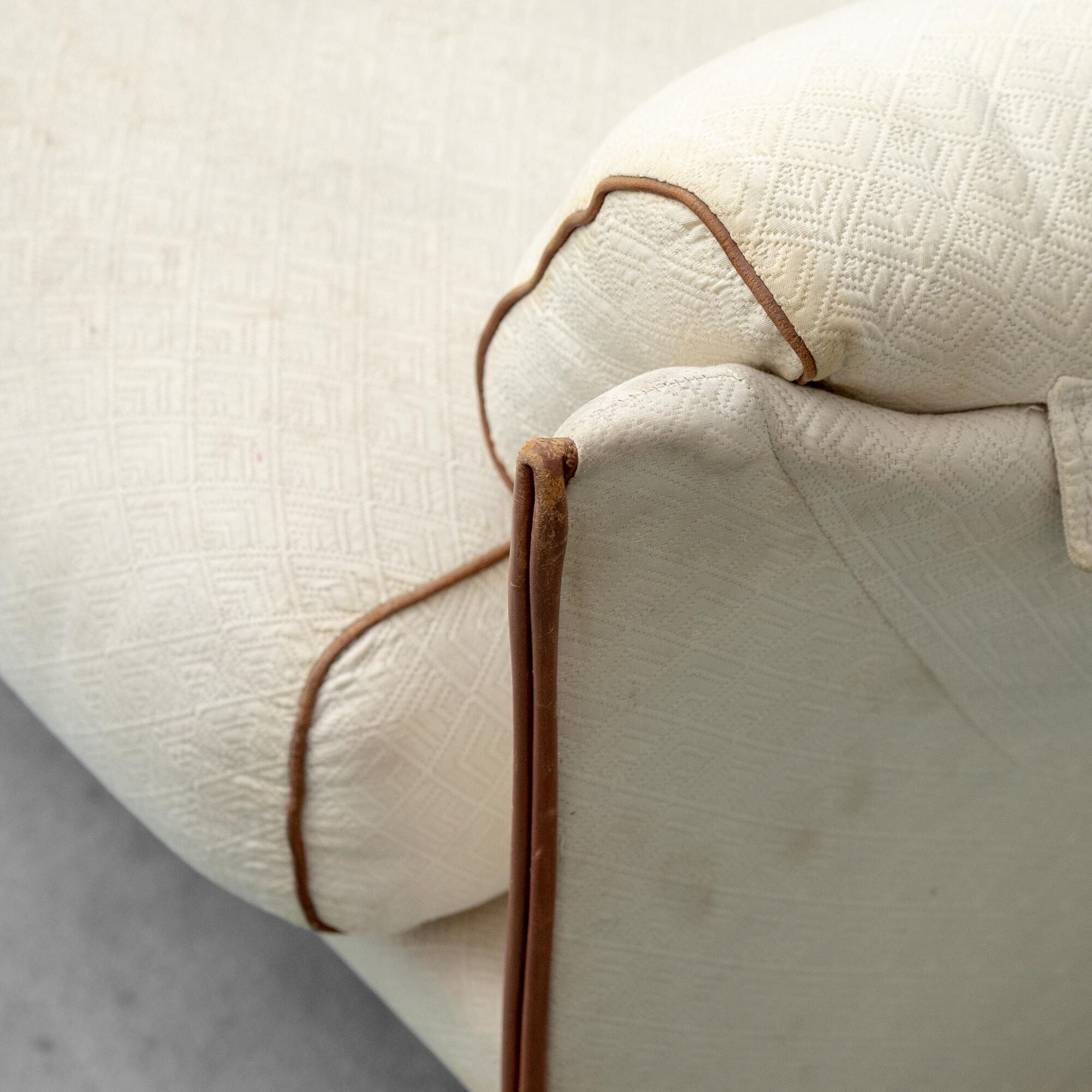 Vintage 2-seater sofa in beige and brown fabric, 1970s modernist