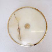 Tripod gueridon in wrought iron with brass decorations and alabaster top - 1950s