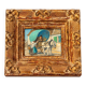 Small antique painting signed Daniel Rouvière – Village scene with horses