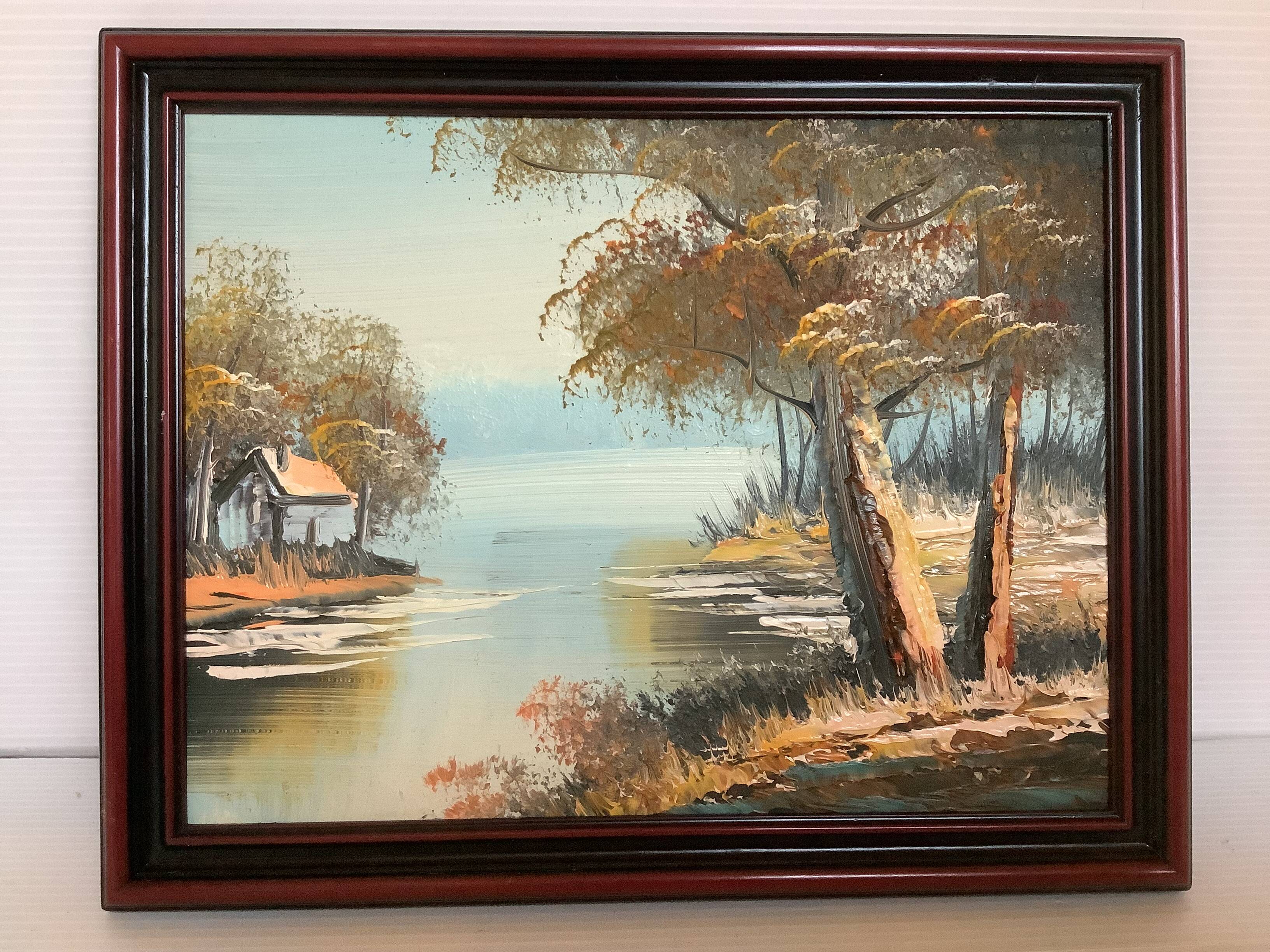 Small landscape painting in oil on panel.