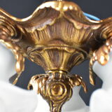 Bronze ceiling lamp 3 lamps glass paste.