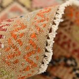 6x10 Pale Red Green Tribal Wool Kilim Rug, 189x300Cm