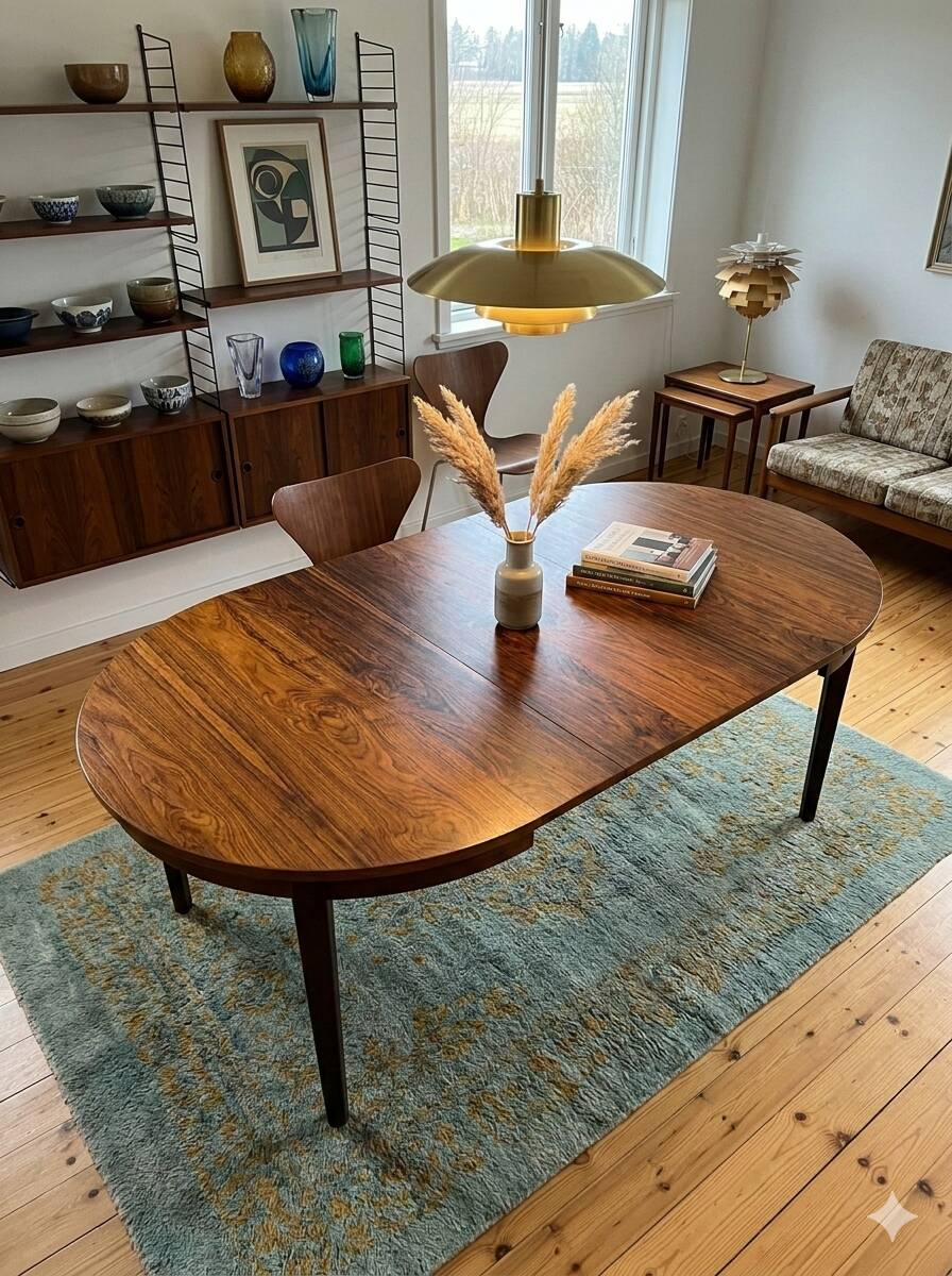 Scandinavian extendable table in rosewood from the 1960s.