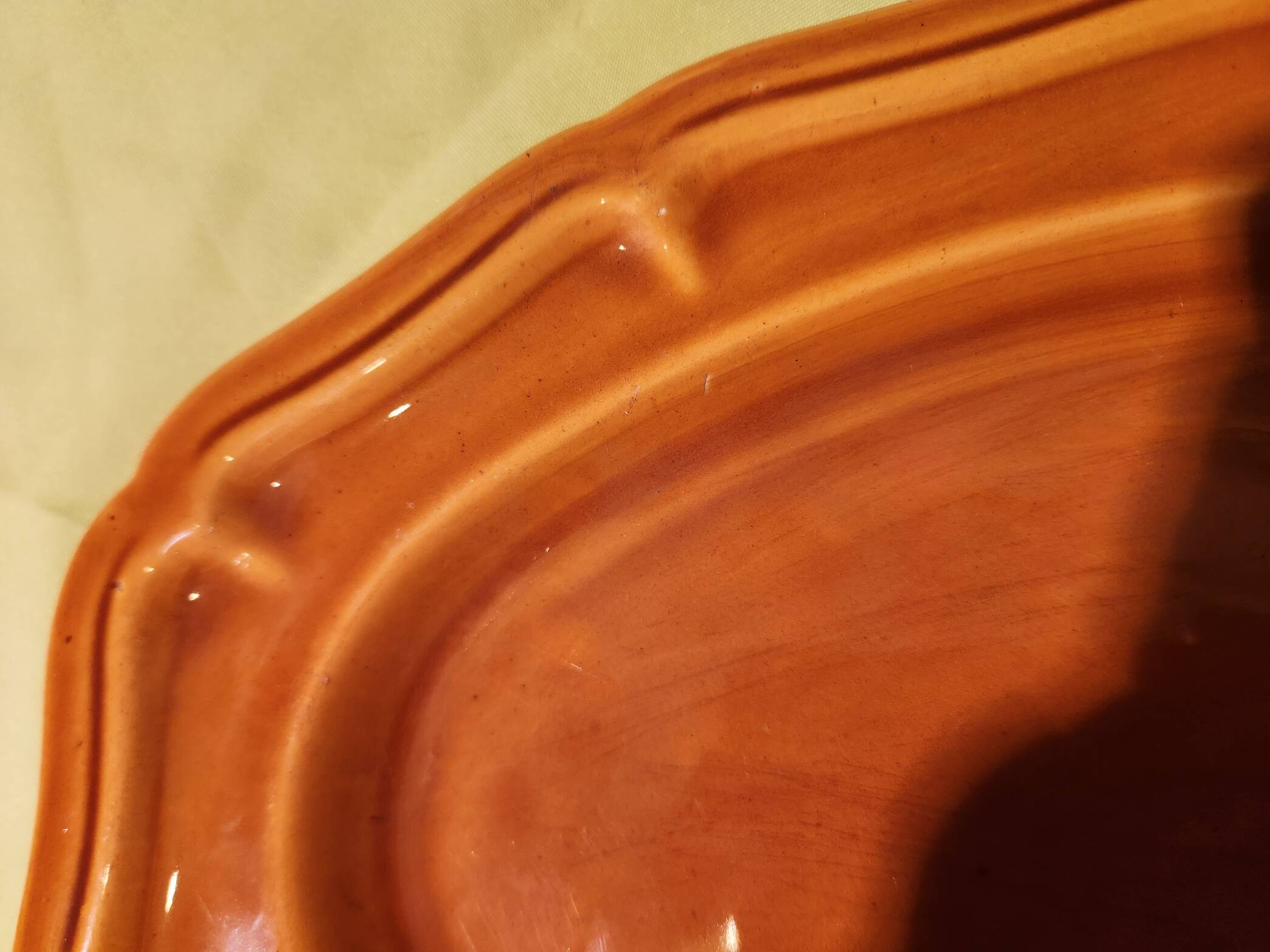 Large thick oval serving dish, Provence ceramic fleur-de-lis