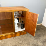 Vintage display cabinet with bar compartment, walnut, 60s
