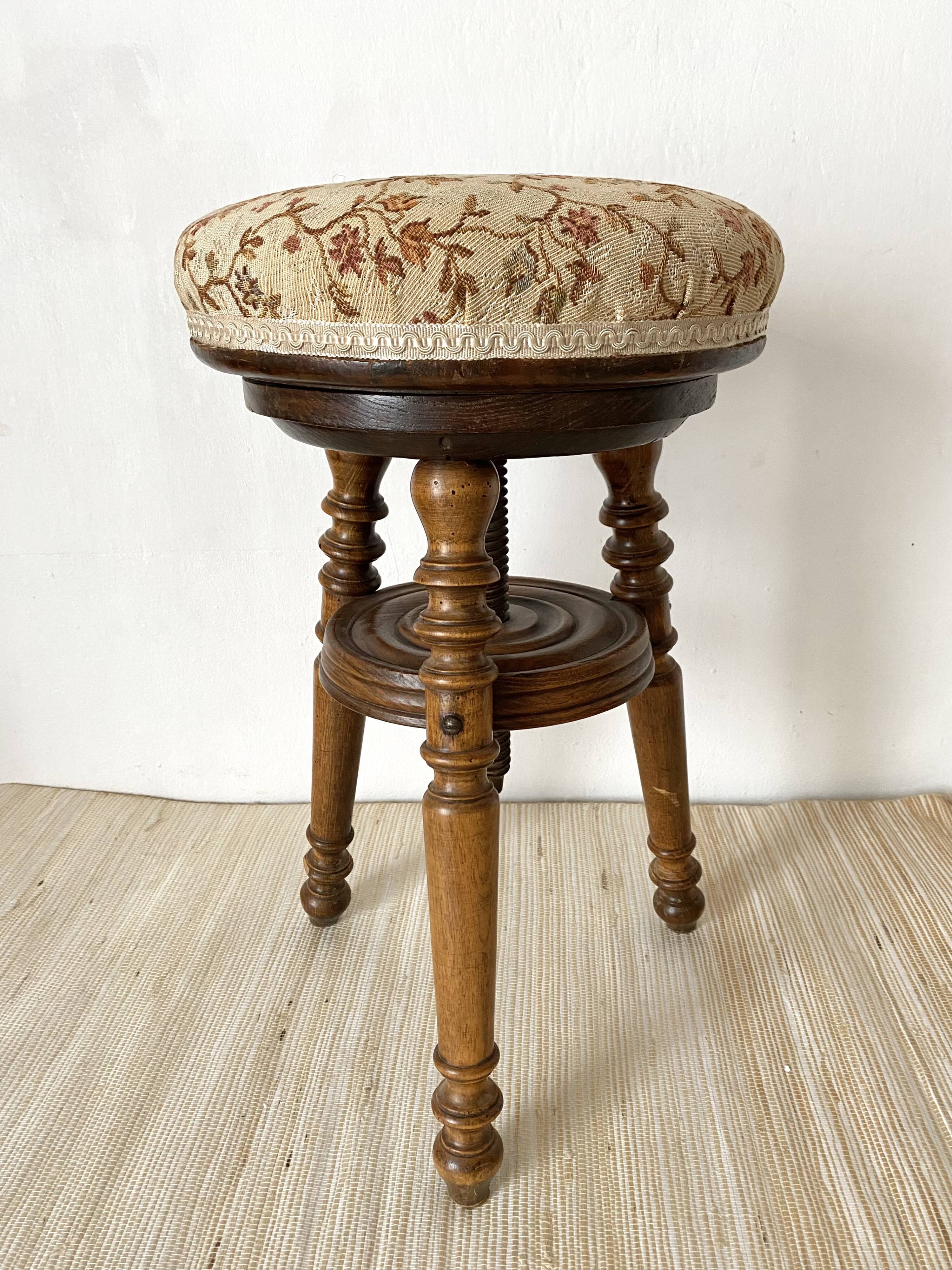 Antique screw piano stool