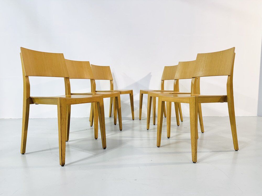 Danish beech dining chairs, 1980s, set of 6