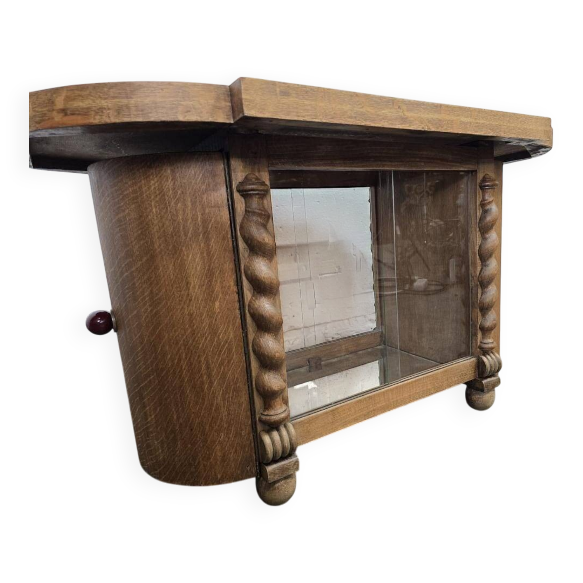 Petit meuble bar art déco vintage incurvé / meuble à thé / vitrine