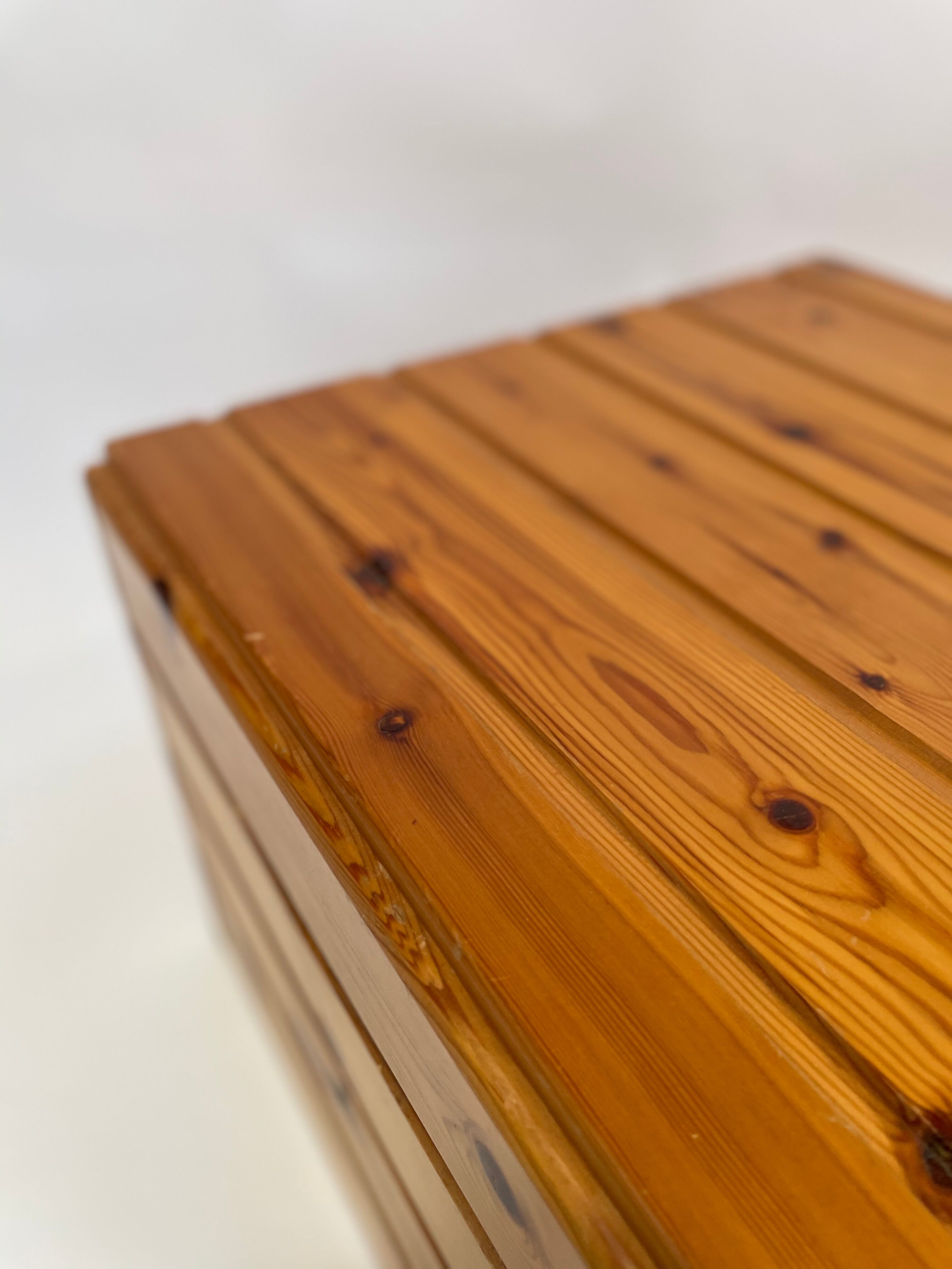 Vintage pine storage box basket wood minimalism 60s