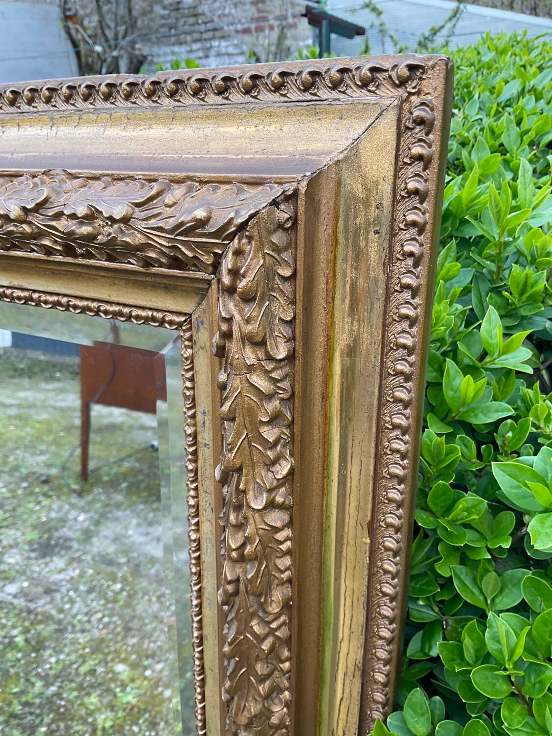 Old plastered and gilded wooden mirror 138x84