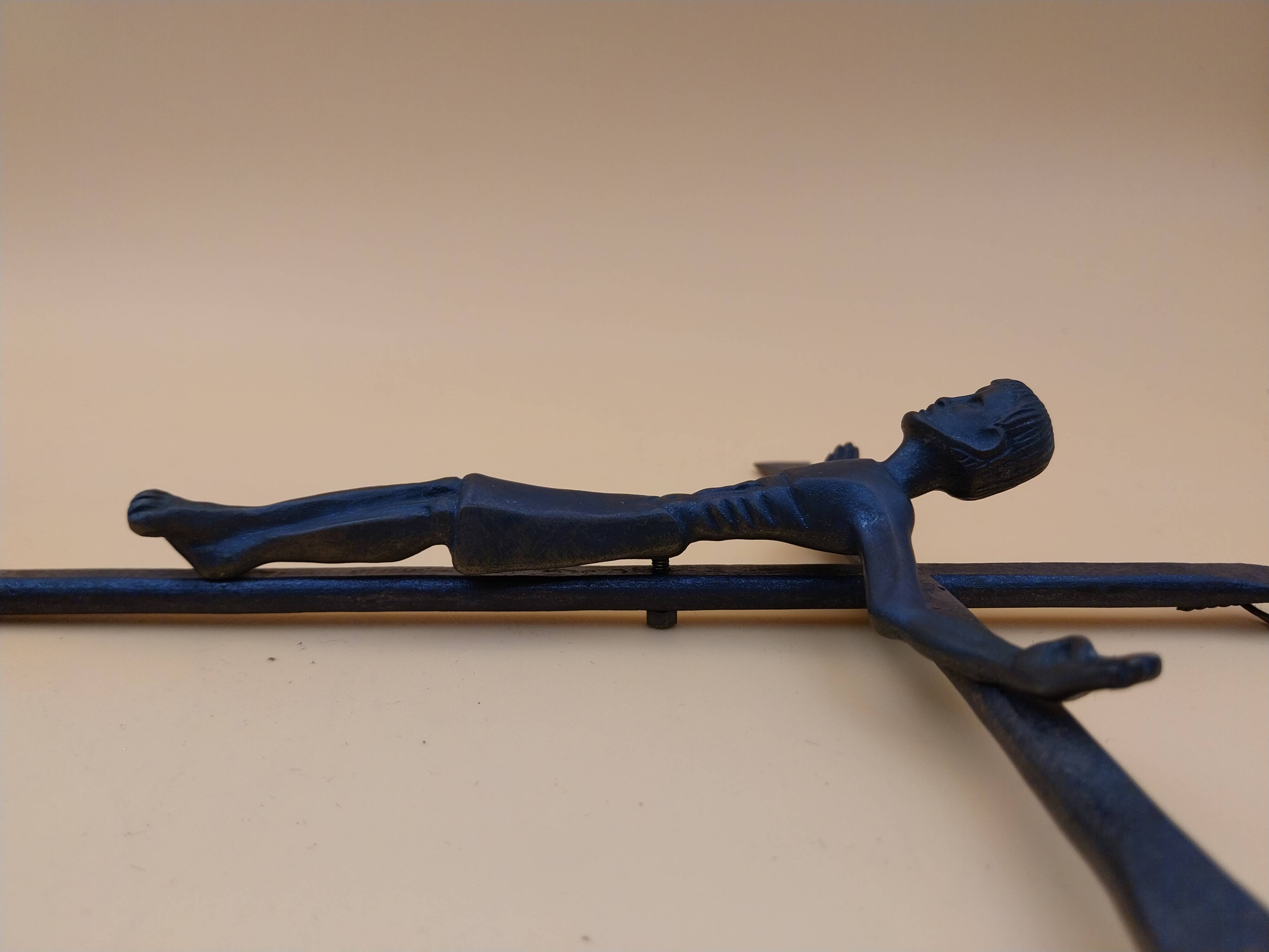 Bronze and wrought iron crucifix Christ Jesus unsigned