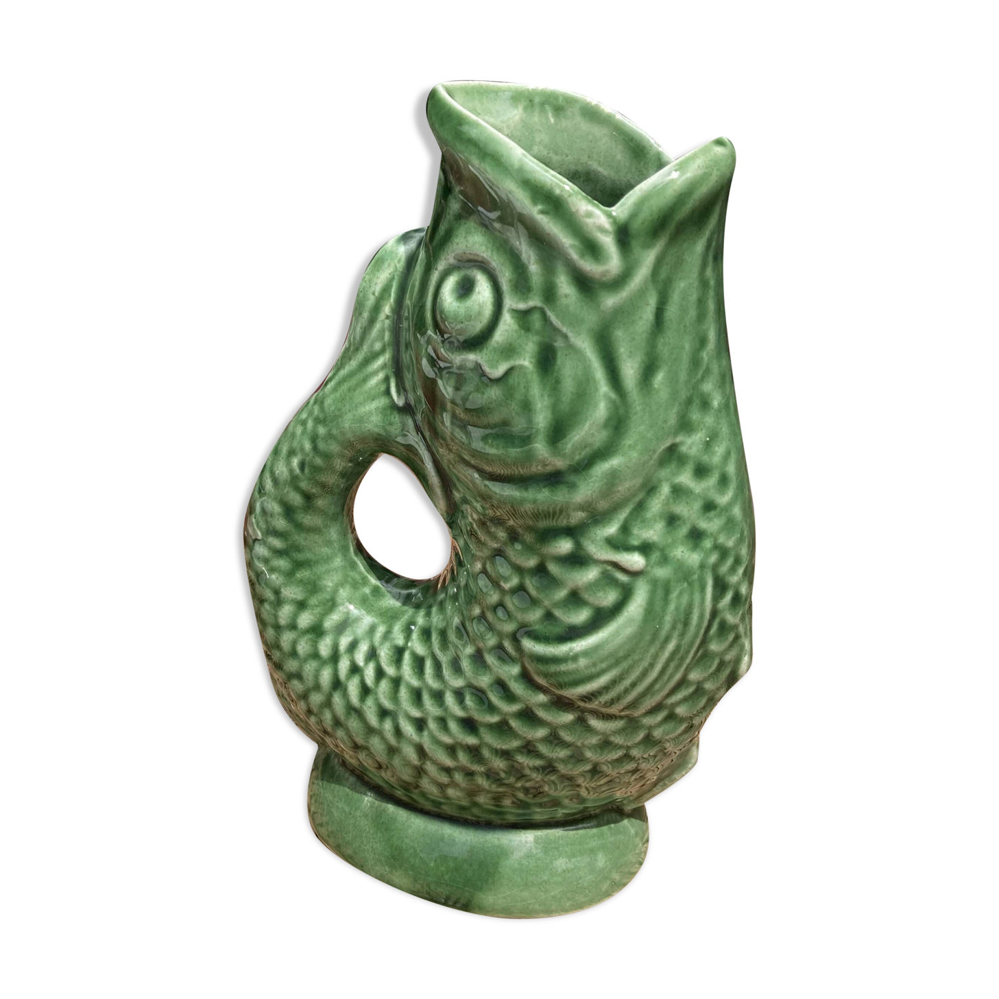 Green fish vase or pitcher