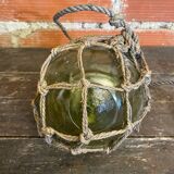 Old Fishing Floater Marine Glass + Vintage Net Rope