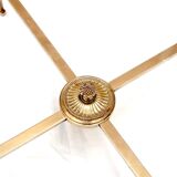 Coffee table brass and round glass design 1960