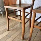 Set of 5 beech wood bistro chairs from the 1950s
