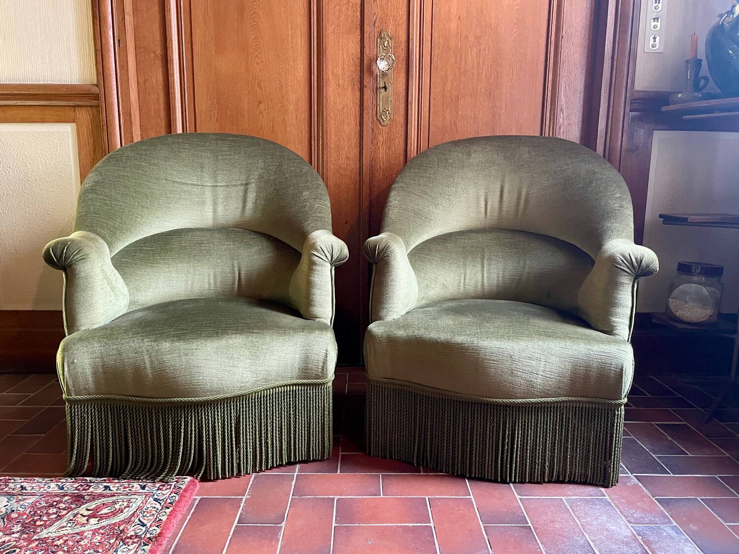 Pair of toad armchairs