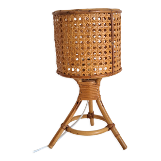 Lampe de chevet bambou et cannage