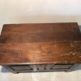 Antique rustic oak chest with original hardware and molded panels