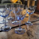 8 blue-tinted glass goblets – 1960s