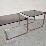 Ronald Schmitt trundle tables, glass and metal, 70s/80s