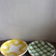 2 cups saucers Square Yellow Green Vintage