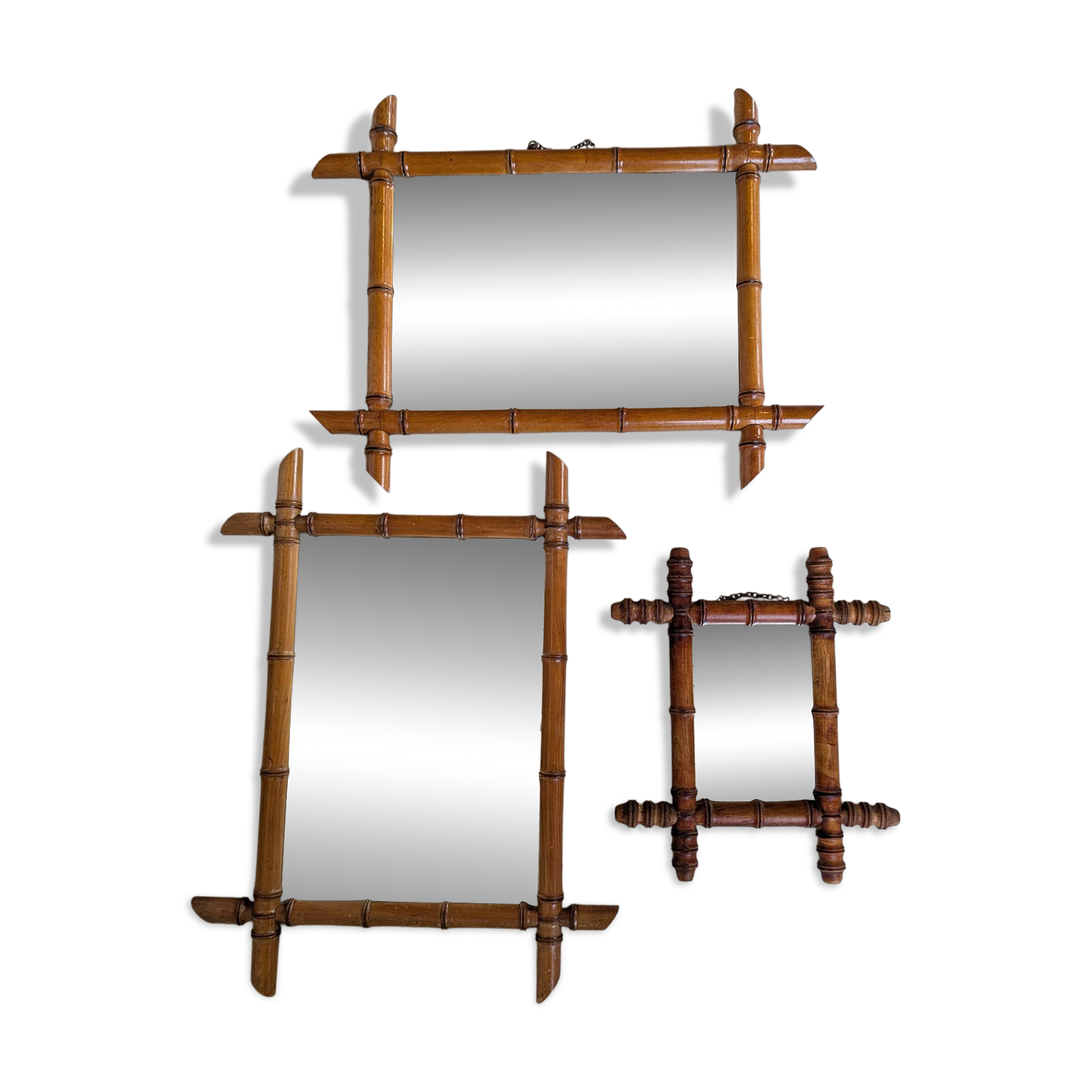 3 bamboo-look mirrors