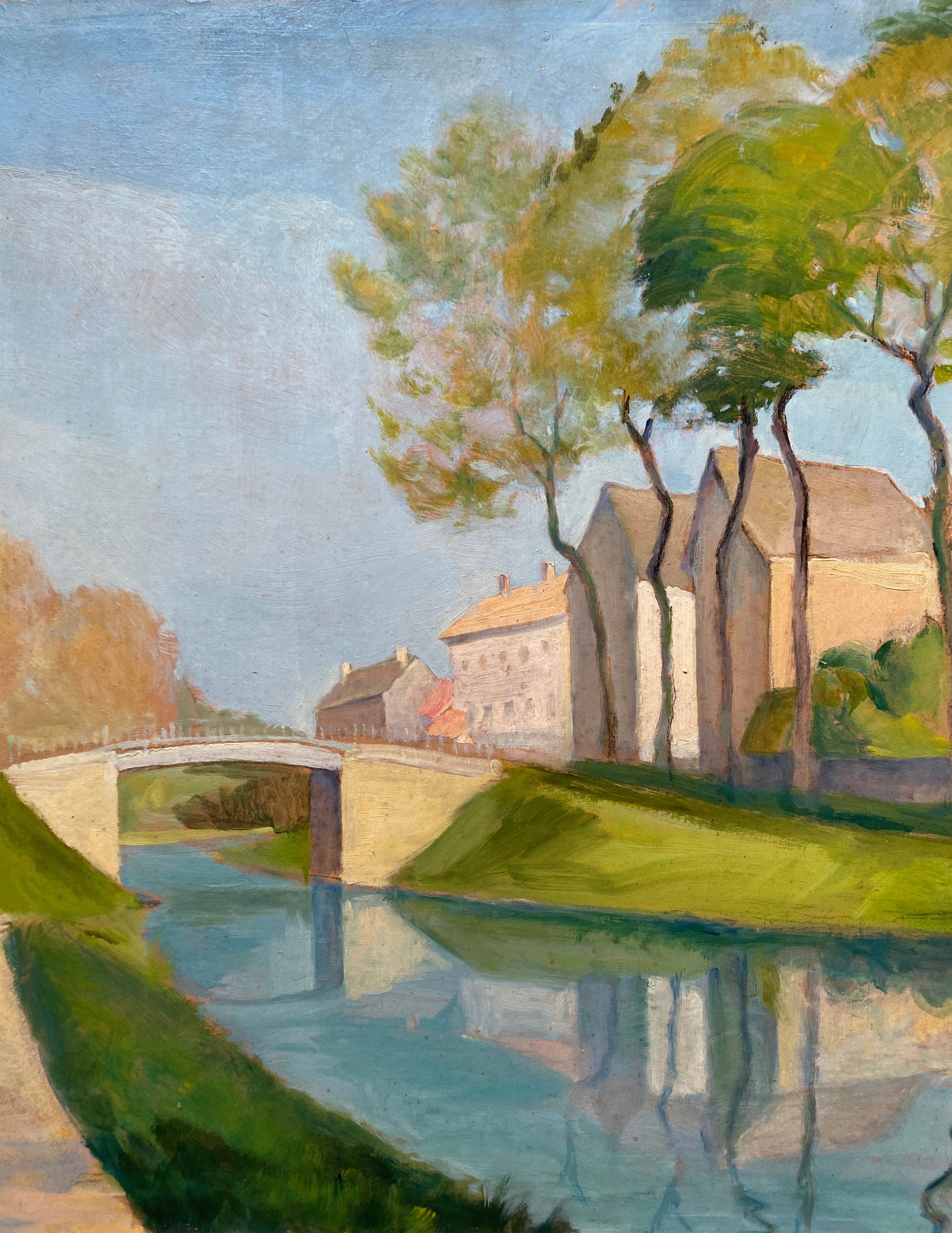 HSP painting "Fleurey sur Ouche" (Côte d'Or) by Auguste Mallard (1895-1965)