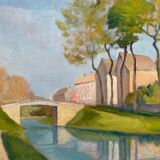 HSP painting "Fleurey sur Ouche" (Côte d'Or) by Auguste Mallard (1895-1965)