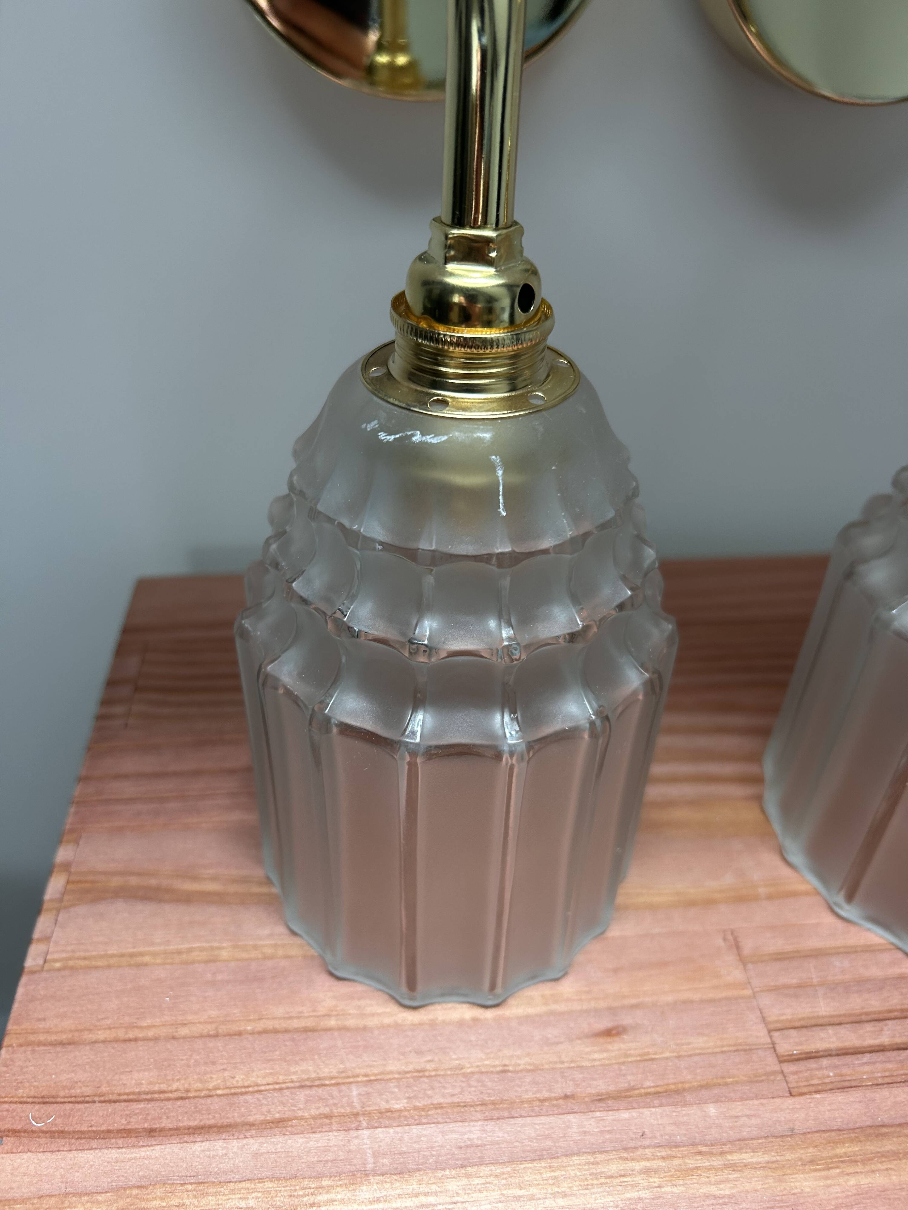 Duo of Art Deco tulip wall lights