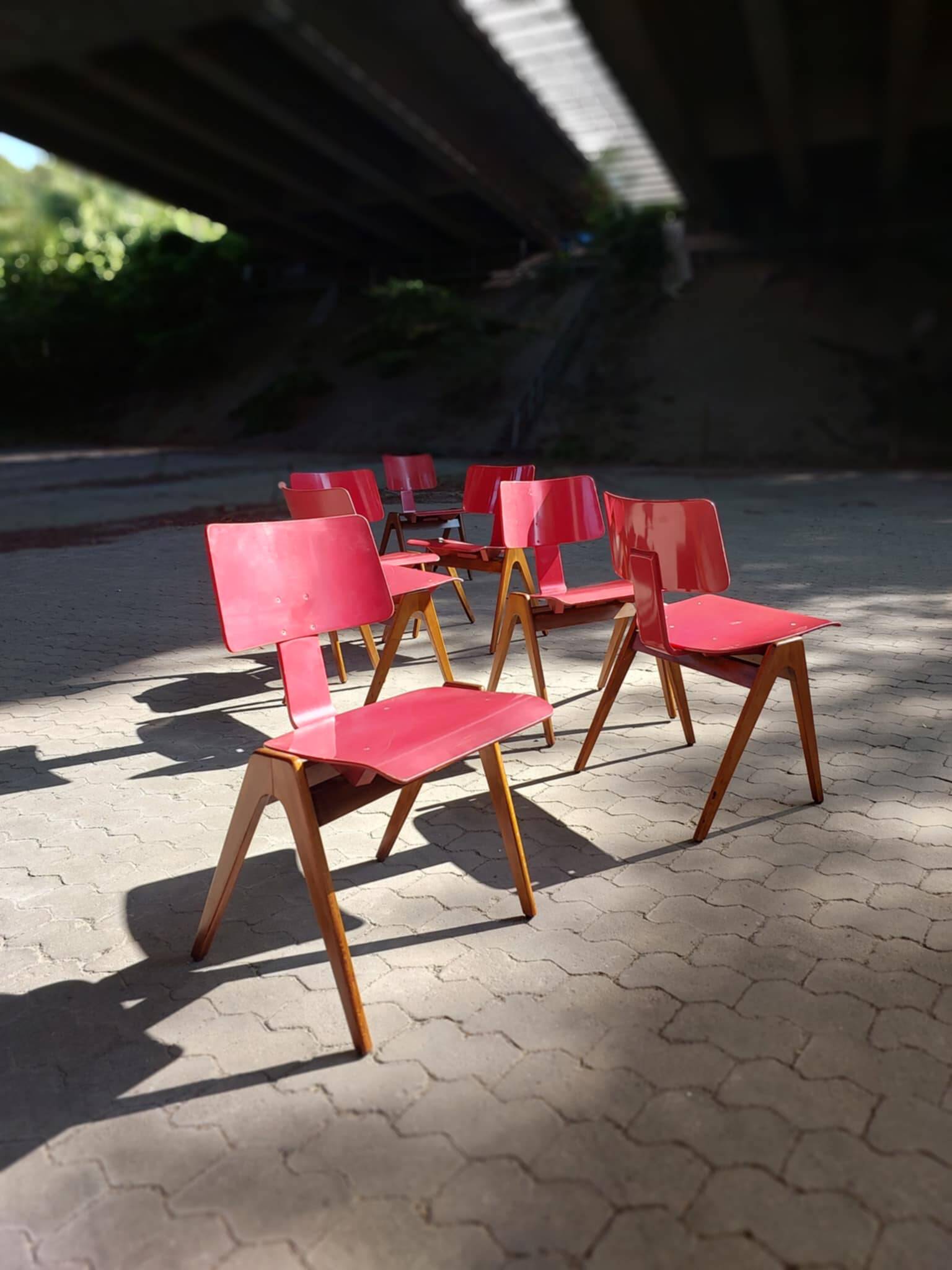 6 chaises Hillestak par Robin Day pour Hille - 1950