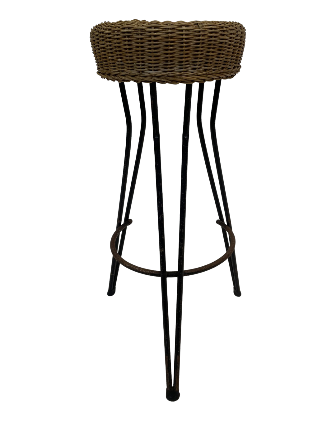 Vintage Stool Rattan Rohe Noordwolde Netherlands 1960s Design