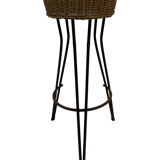 Vintage Stool Rattan Rohe Noordwolde Netherlands 1960s Design