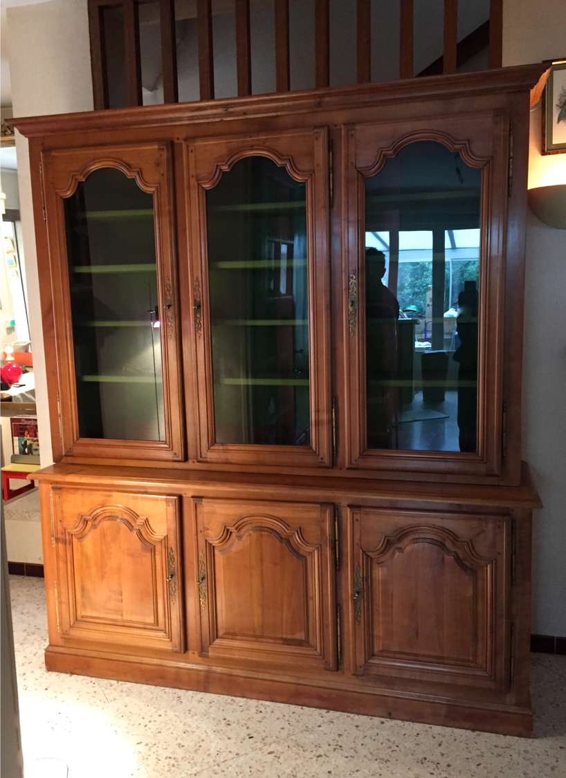 Vintage glass library in solid cherry