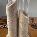 Vintage soliflore vase in travertine and glass