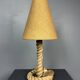 Midcentury French brutalist rope table lamp in the style of Audoux & Minet