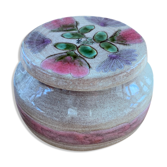 Pot en céramique émaillée motif floral vintage