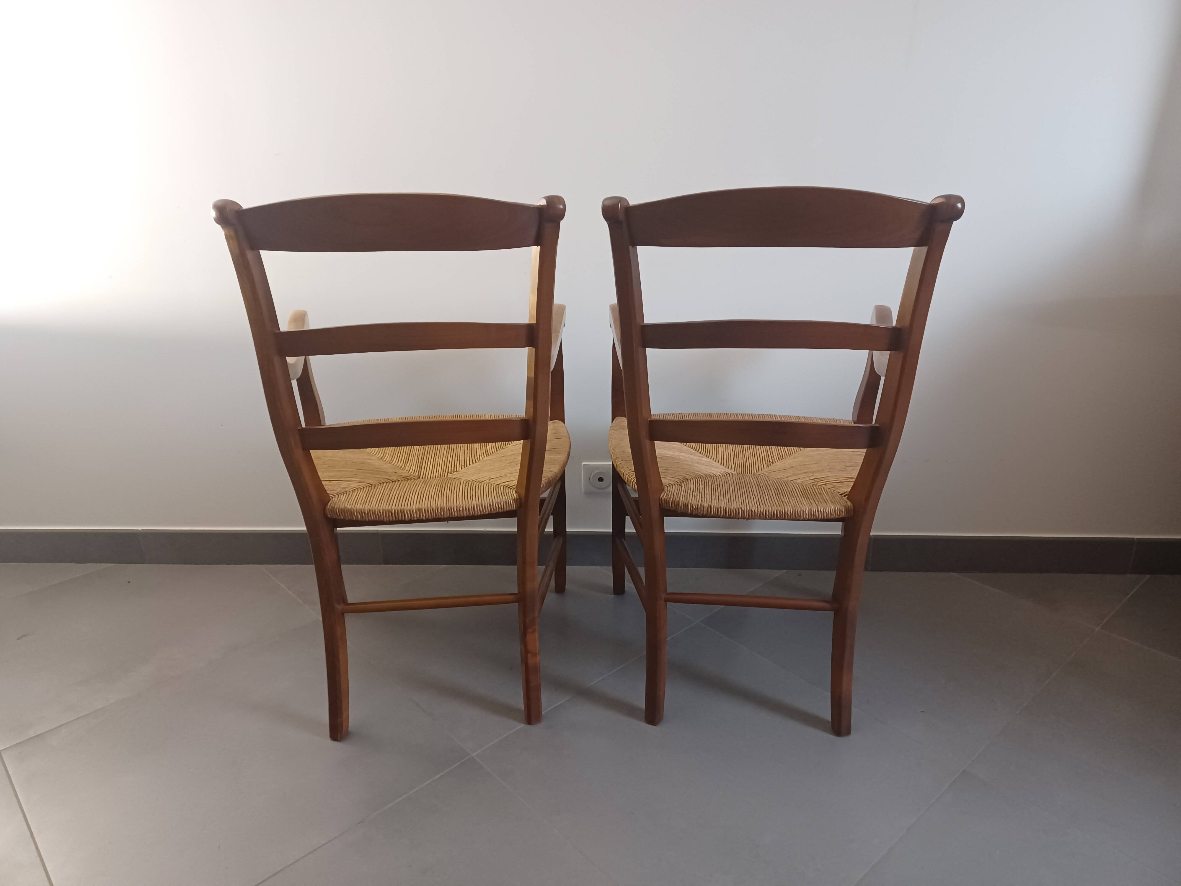 Pair of cherry wood armchairs