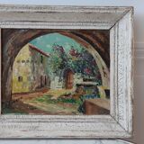 Tableau huile sur bois signé vintage