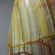 Small vintage baluster vase in green striped onyx, Italy, mid-century.