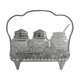 Pepper and mustard salt shaker in silver panière