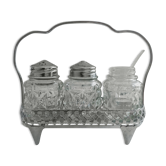 Pepper and mustard salt shaker in silver panière