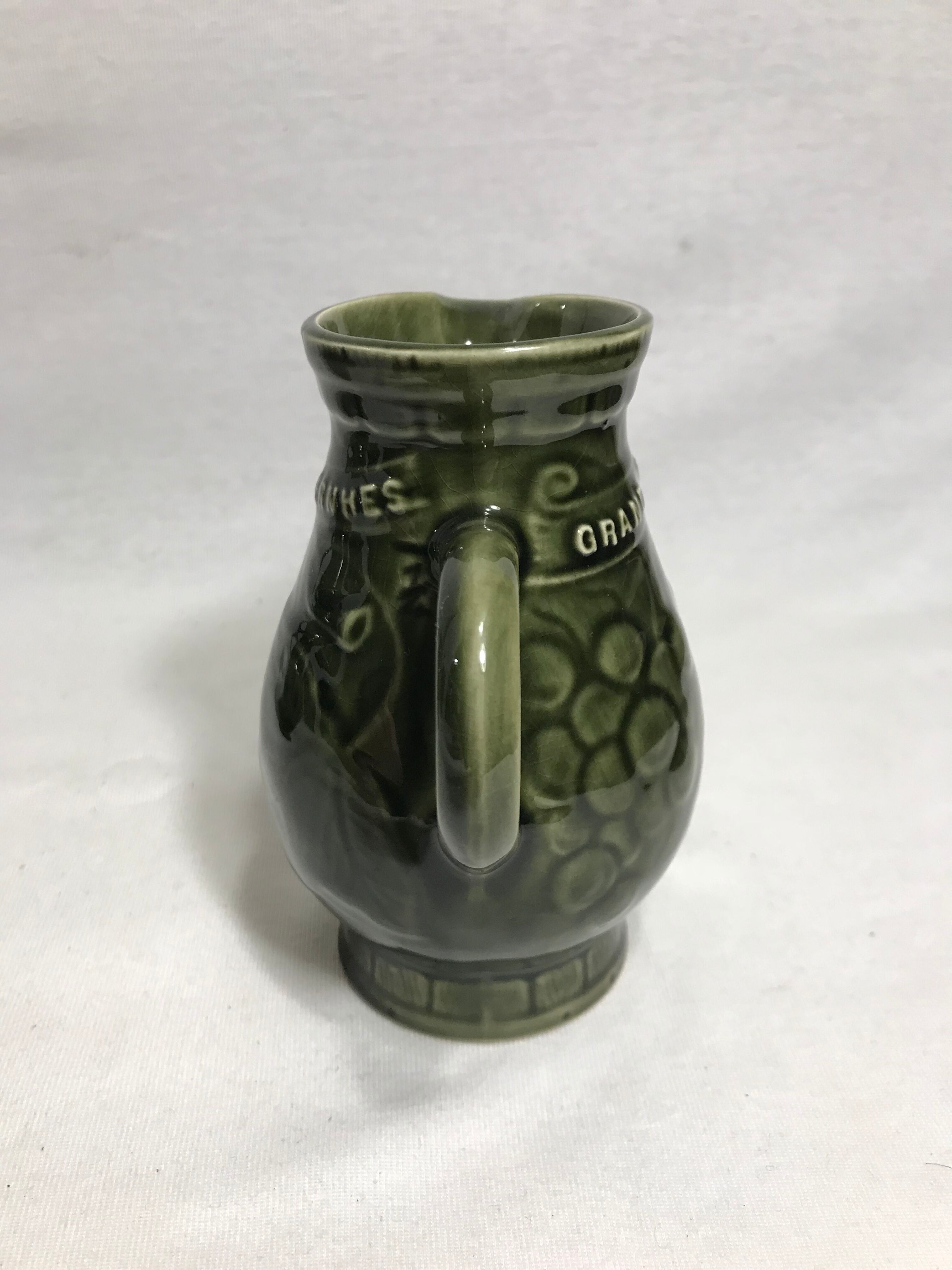 Lot 3 old pitcher SARREGUEMINES FRANCE ceramic green kitchen Vintage
