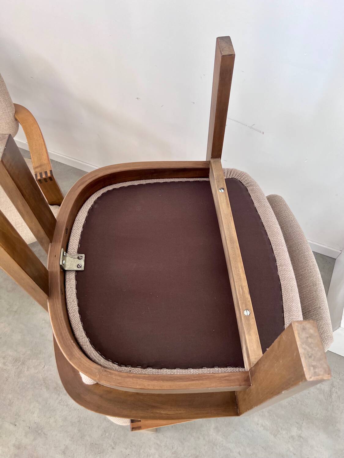 4 old armchairs Italian design chairs 70s vintage curved wood