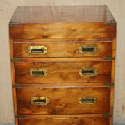 Military desk Harrods in Burr Yew wood with leather, country style.