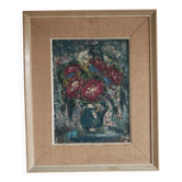 Peinture à l'huile moderniste sur toile "Flowers" par Branislava Modelska-Jovanovic