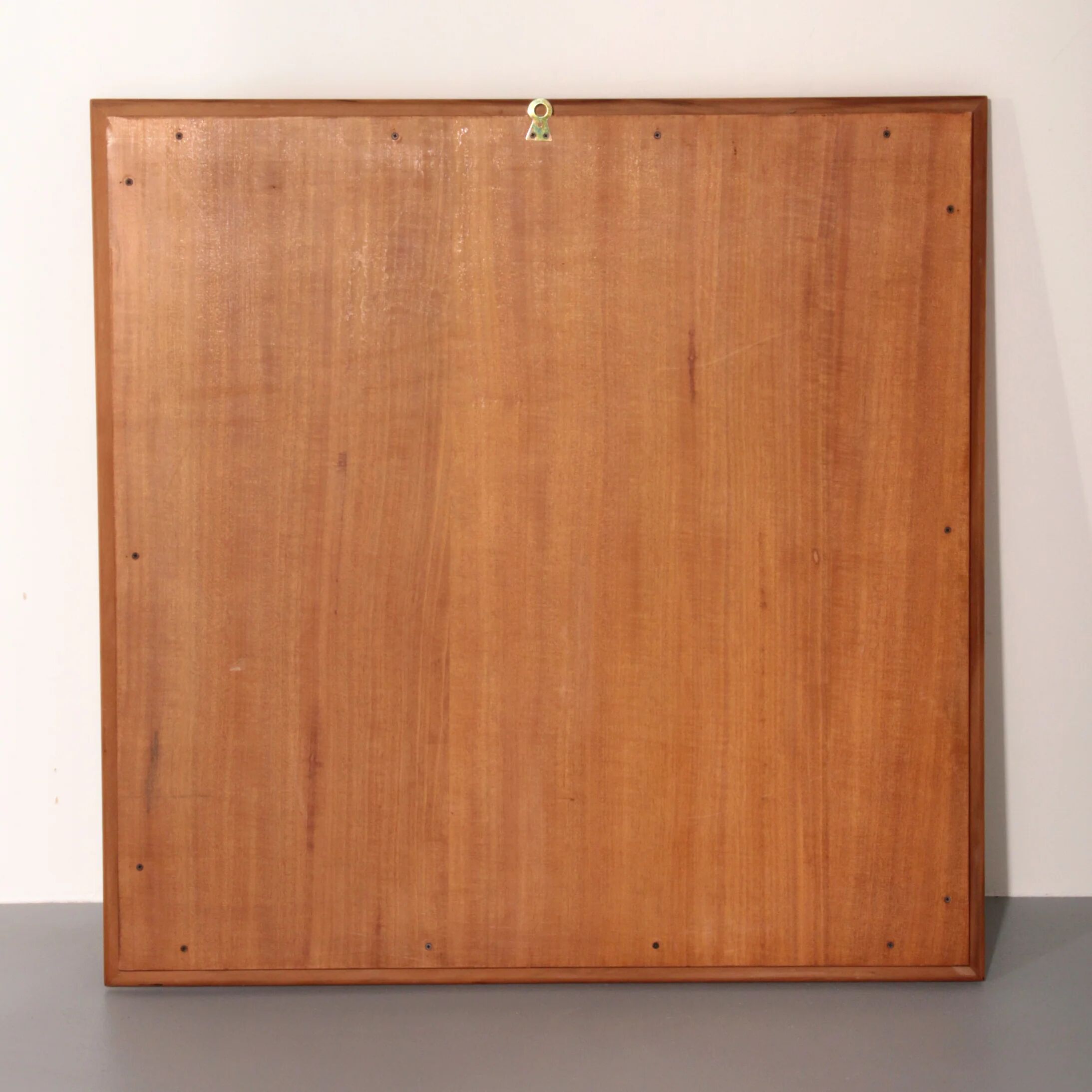 Italian walnut wood square mirror – elegant 1970s design
