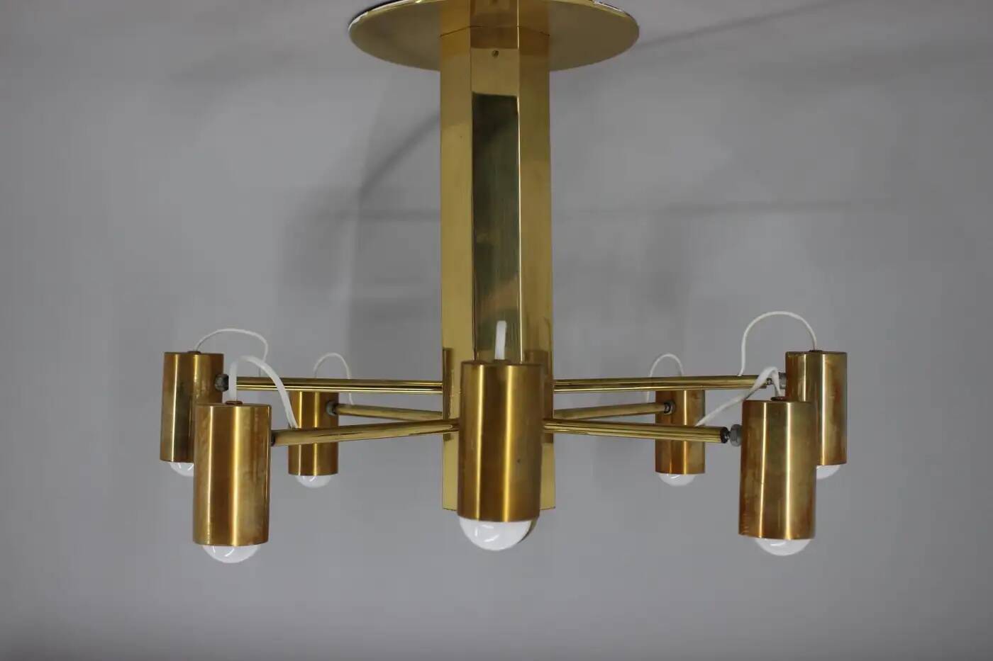 Midcentury Sputnik brass Space Age adjustable pendant/chandelier, 1970s