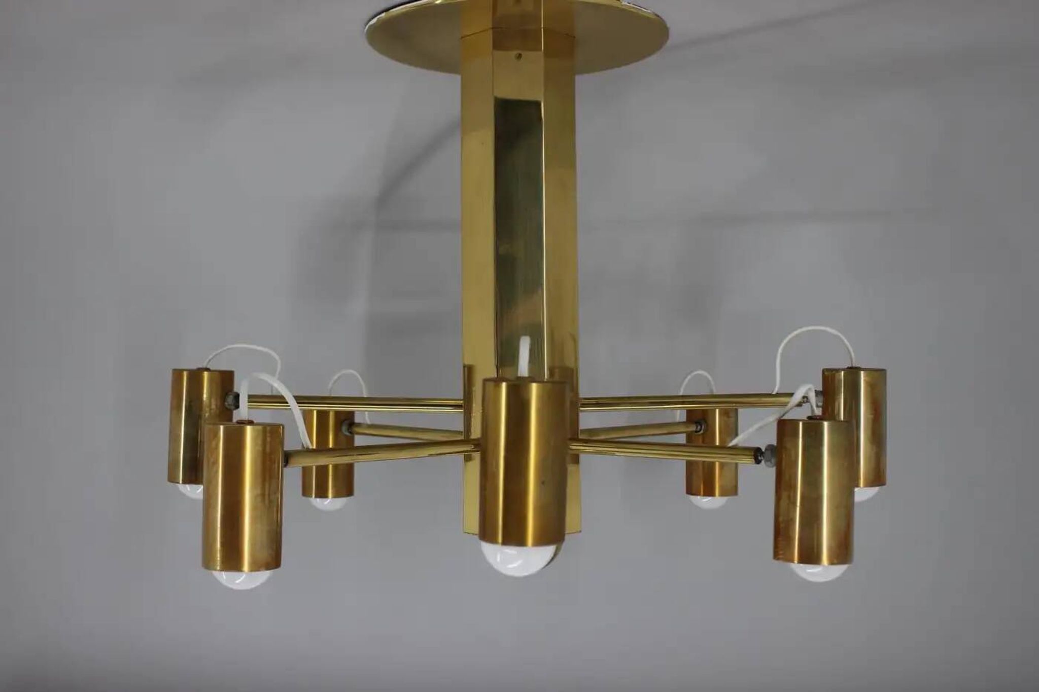Midcentury Sputnik brass Space Age adjustable pendant/chandelier, 1970s