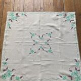 Nappe à thé brodée vintage et serviettes