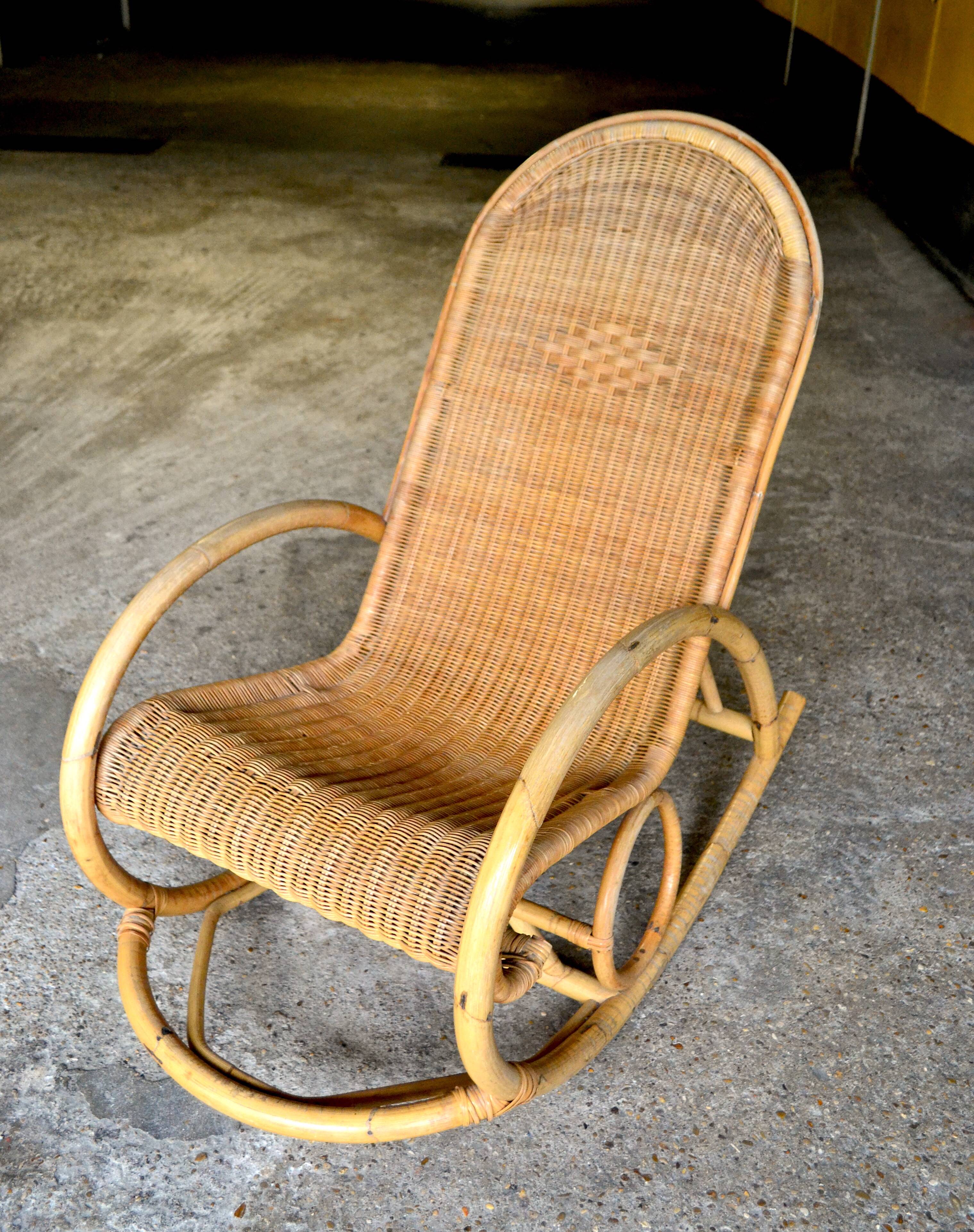 60s rocking chair rattan bamboo rocking chair
